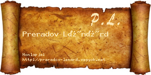 Preradov Lénárd névjegykártya